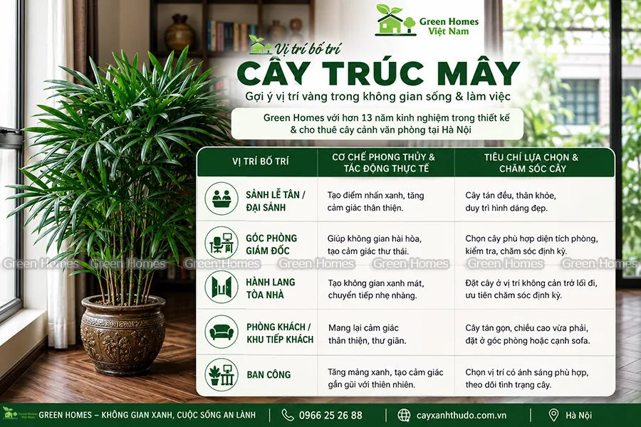 Vị trí đặt cây trúc mây chuẩn phong thủy _Green Homes